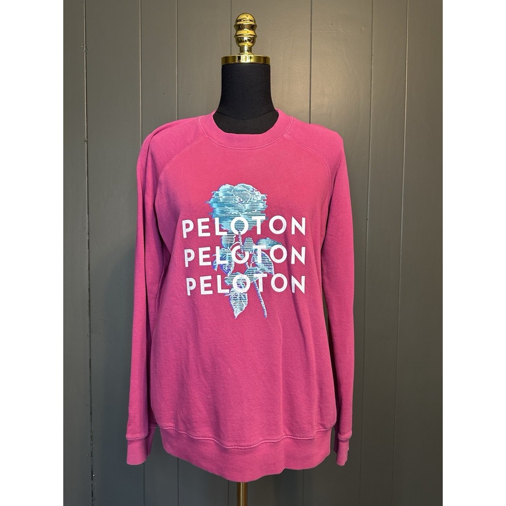 Peloton Repeat Logo Digital Rose Graphic Dark Pink Oversized Sweatshirt XS